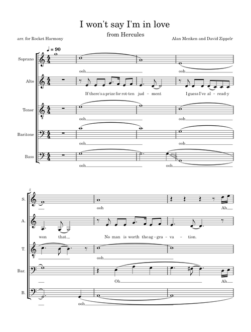 I Won't Say (I'm In Love) – Alan Menken I won't say I'm in love