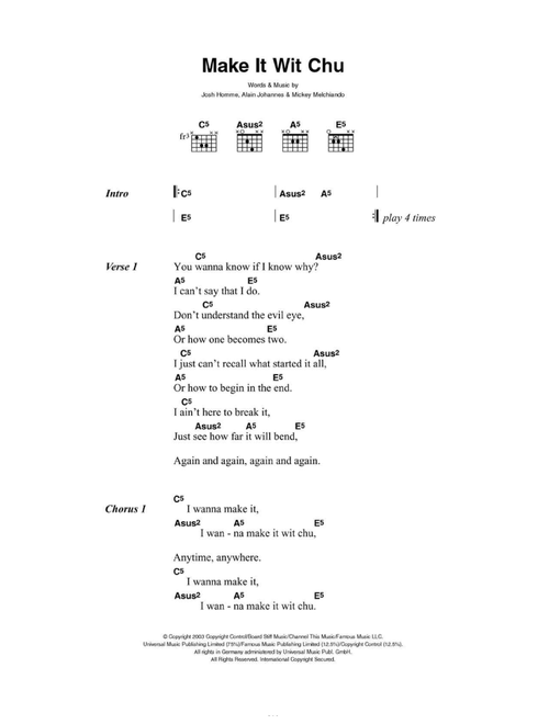 Make It Wit Chu - Queens Of The Stone Age (Guitar Chords-Lyrics)