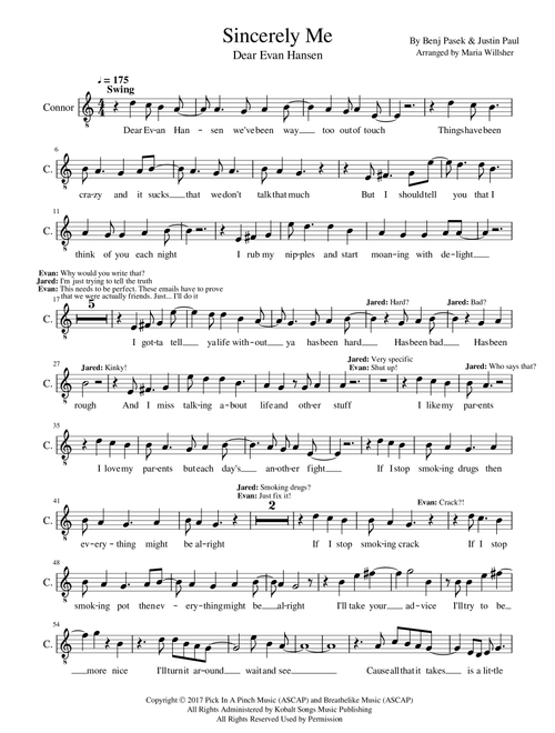 Sincerely, Me (Arr. Maria Willsher) - Benj Pasek, Justin Paul (Vocal Duet)