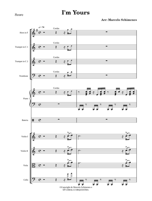 I`m yours (Arr. Marcelo Schimenes) – Jason Mraz