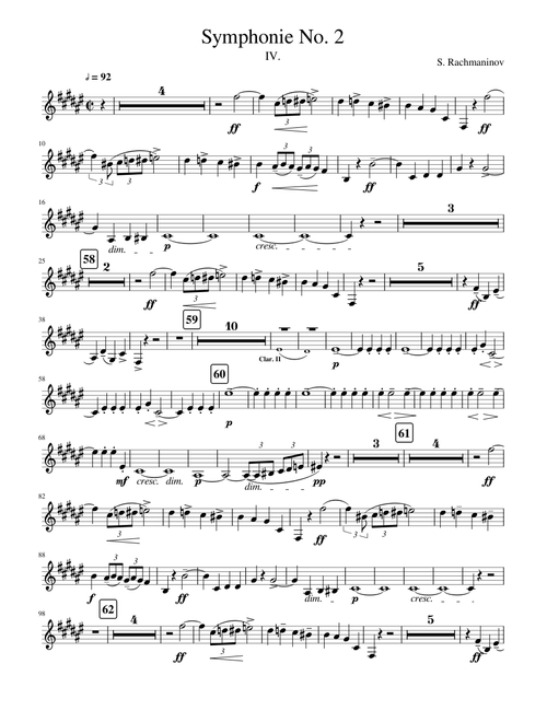 Rachmaninoff, Symphony No. 2, IV. Allegro Vivace (Bass Clarinet in B)