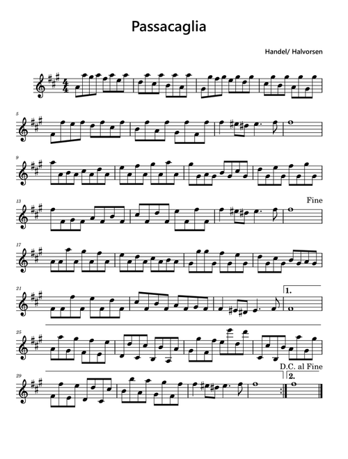 Passacaglia (Arr. Funtom) - Handel (Tenor Sax Solo)