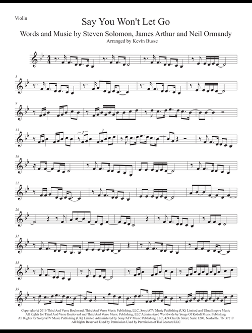 Say You Won't Let Go (Arr. Kevin Busse) - James Arthur (Violin Solo)