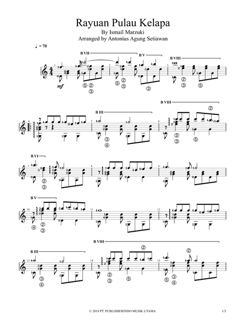 Rayuan Pulau Kelapa (Arr. Antonius Agung Setiawan) - Ismail Marzuki (Solo Guitar)