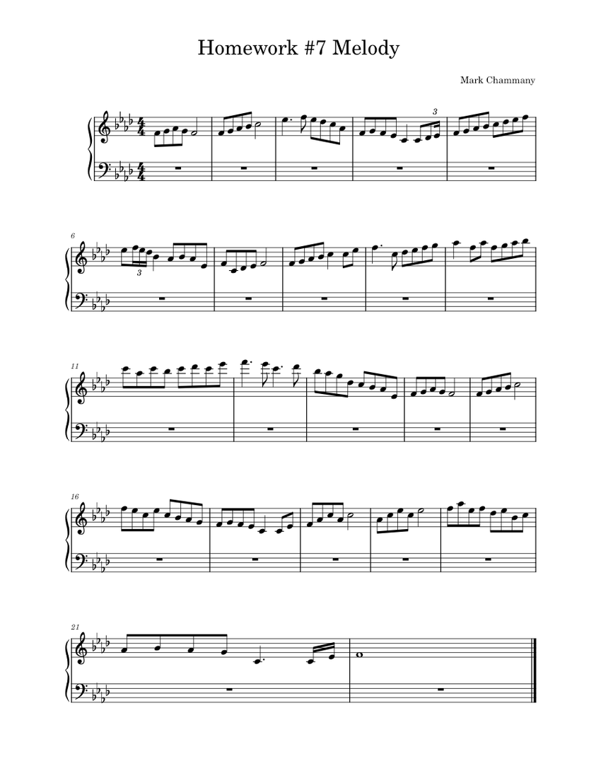Homework #7 Melody Sheet music for Piano (Solo) Easy | Musescore.com