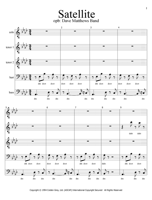 Satellite (Arr. Brian Haverkate) - Dave Matthews Band (Choral, TTBB)