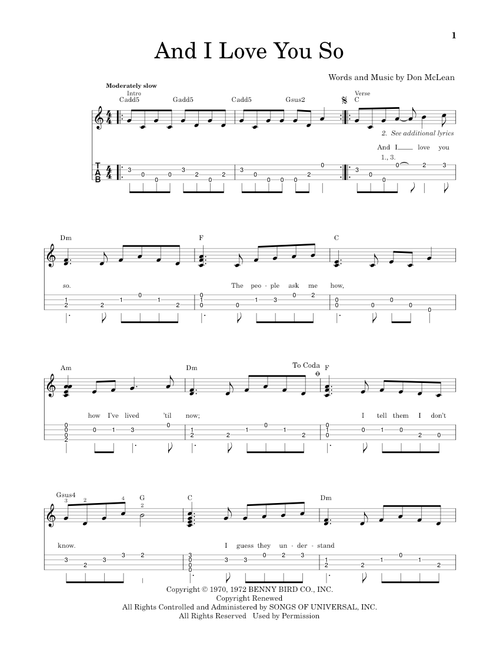 And I Love You So - Don McLean (Easy Ukulele (with Tab))