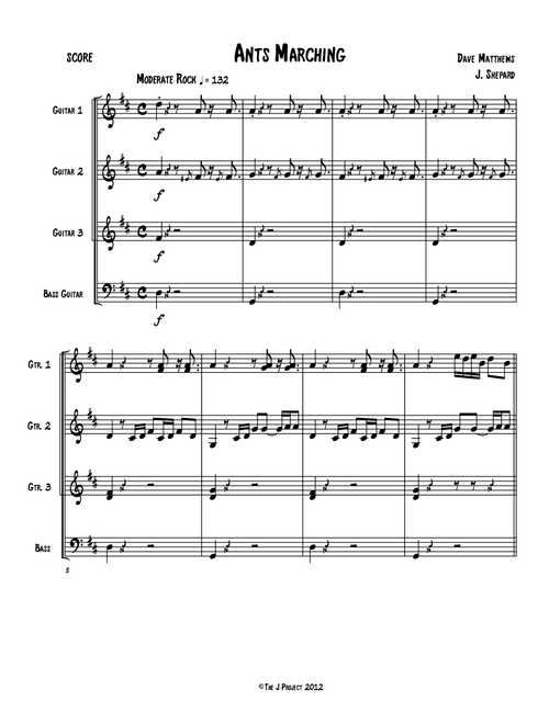 Ants Marching (Arr. Jeremy Shepard) - Dave Matthews Band (Guitar Ensemble)