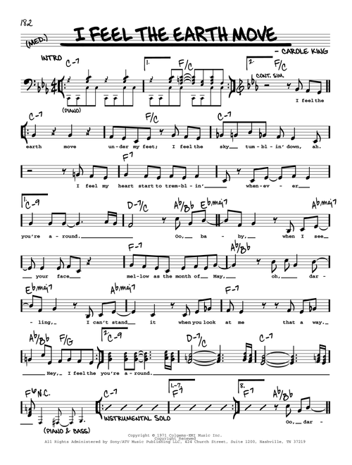 I Feel The Earth Move - Carole King (Real Book - Melody-Chords-Lyrics)