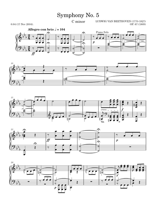 Symphony No. 5 in C Minor, First Movement Excerpt – Ludwig Van Beethoven