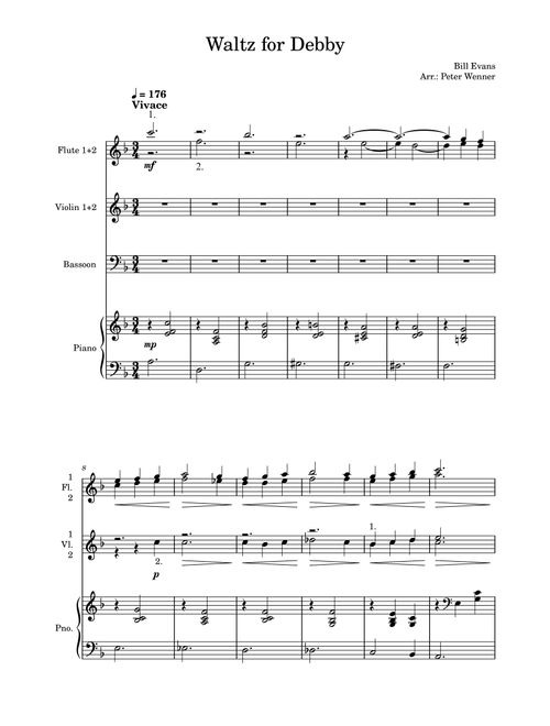 Waltz for Debby (Arr. Peter Wenner) - Bill Evans (Small Ensemble)