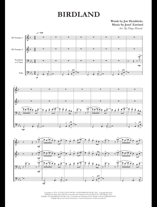 Birdland (Arr. Diego Marani) - Manhattan Transfer (Brass Ensemble)