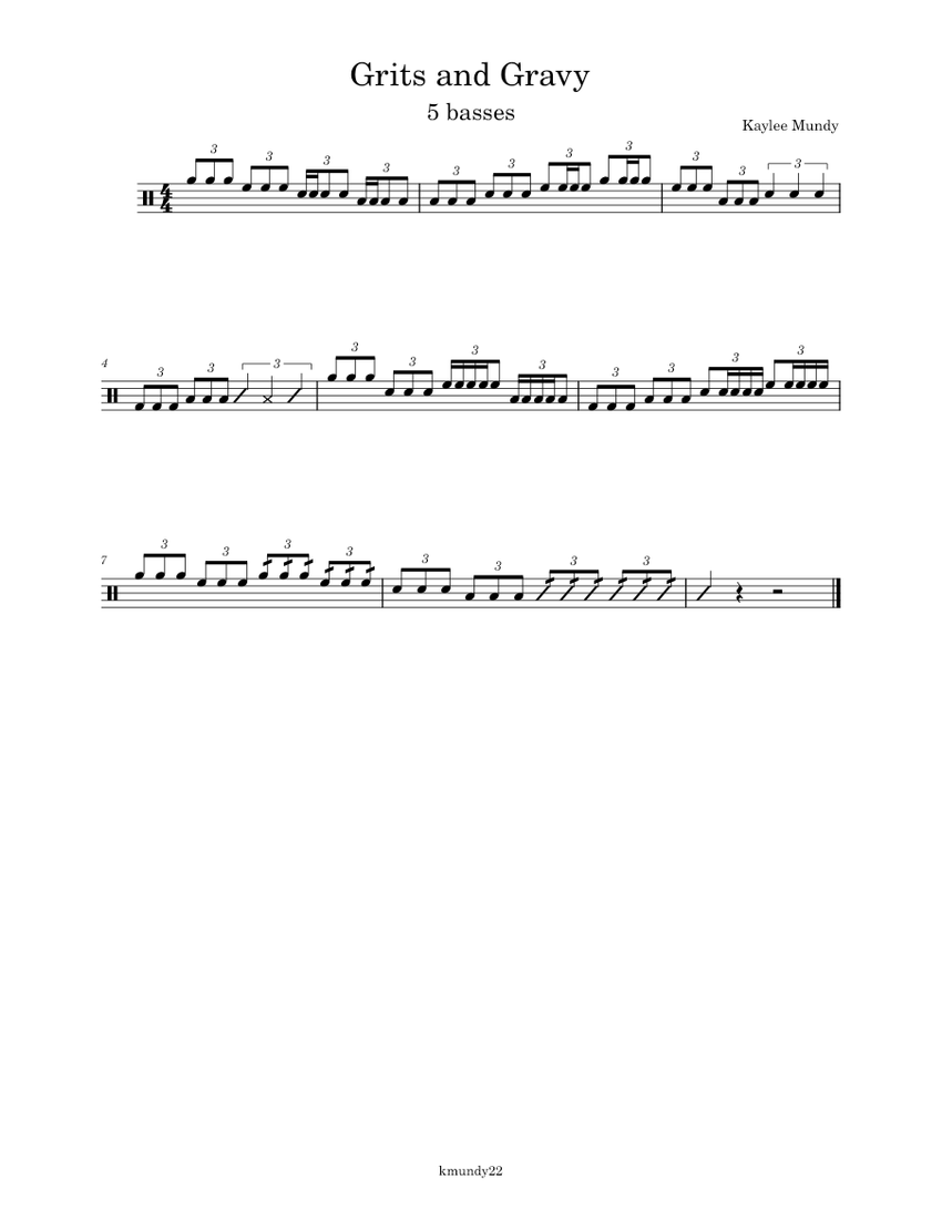 Grits and Gravy Sheet music for Bass drum (Marching Band)
