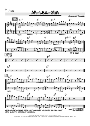 Play Official version of Bluebird Sheet Music by Charlie Parker for ...