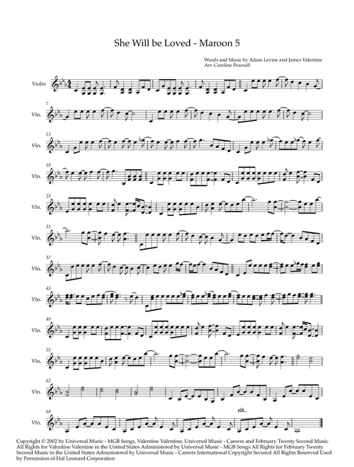 She Will Be Loved (Arr. Caroline Pearsall) - Maroon5 (Violin Solo)