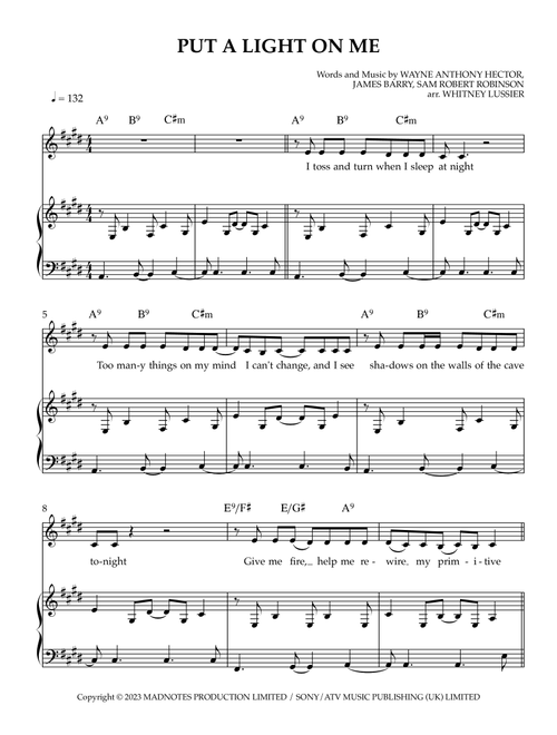 Put A Light On Me (Arr. Whitney Lussier) - Sam Ryder (Piano-Vocal-Guitar (Piano Accompaniment))