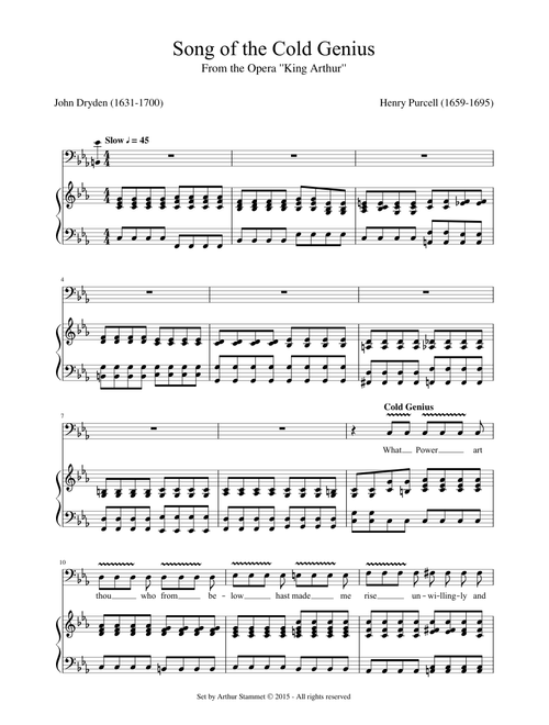 Purcell - King Arthur - Song of the Cold Genius (Baritone)