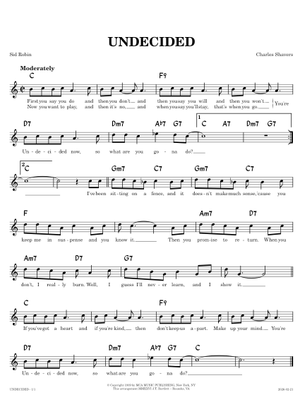 Undecided [lead sheet] - Charles Shavers, Sid Robin Sheet Music with ...