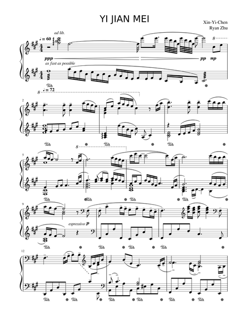 Yi Jian Mei "Xue Hua Piao Piao" (Full Piano Score)