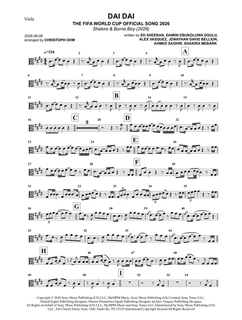 Dai Dai (Arr. Christoph Ohm) - Shakira & Burna Boy (Viola Solo)