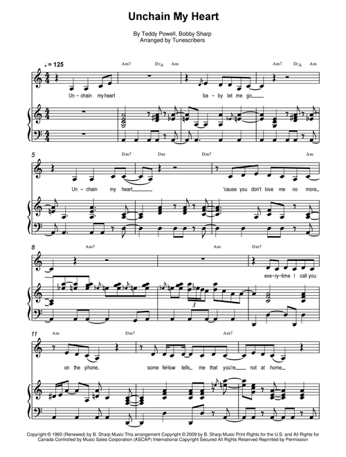 Unchain My Heart (Arr. Tunescribers) - Teddy Powell, BobSharp (Piano Vocal)