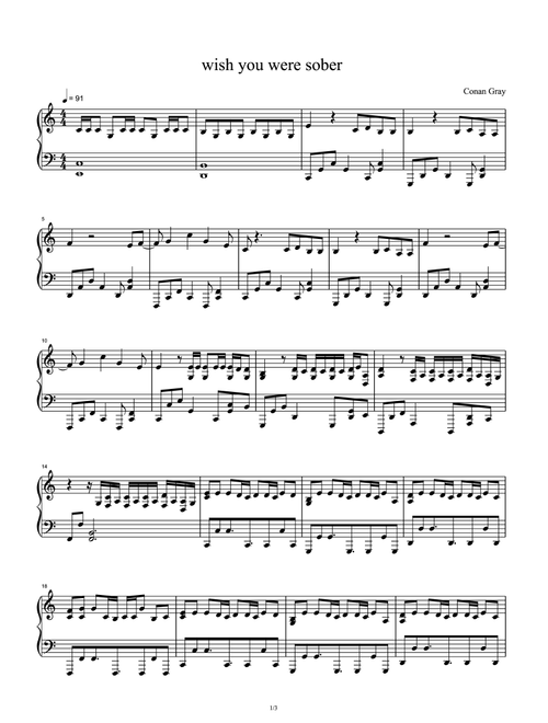 Wish You Were Sober (Arr. Conan Gray) (Piano Solo)