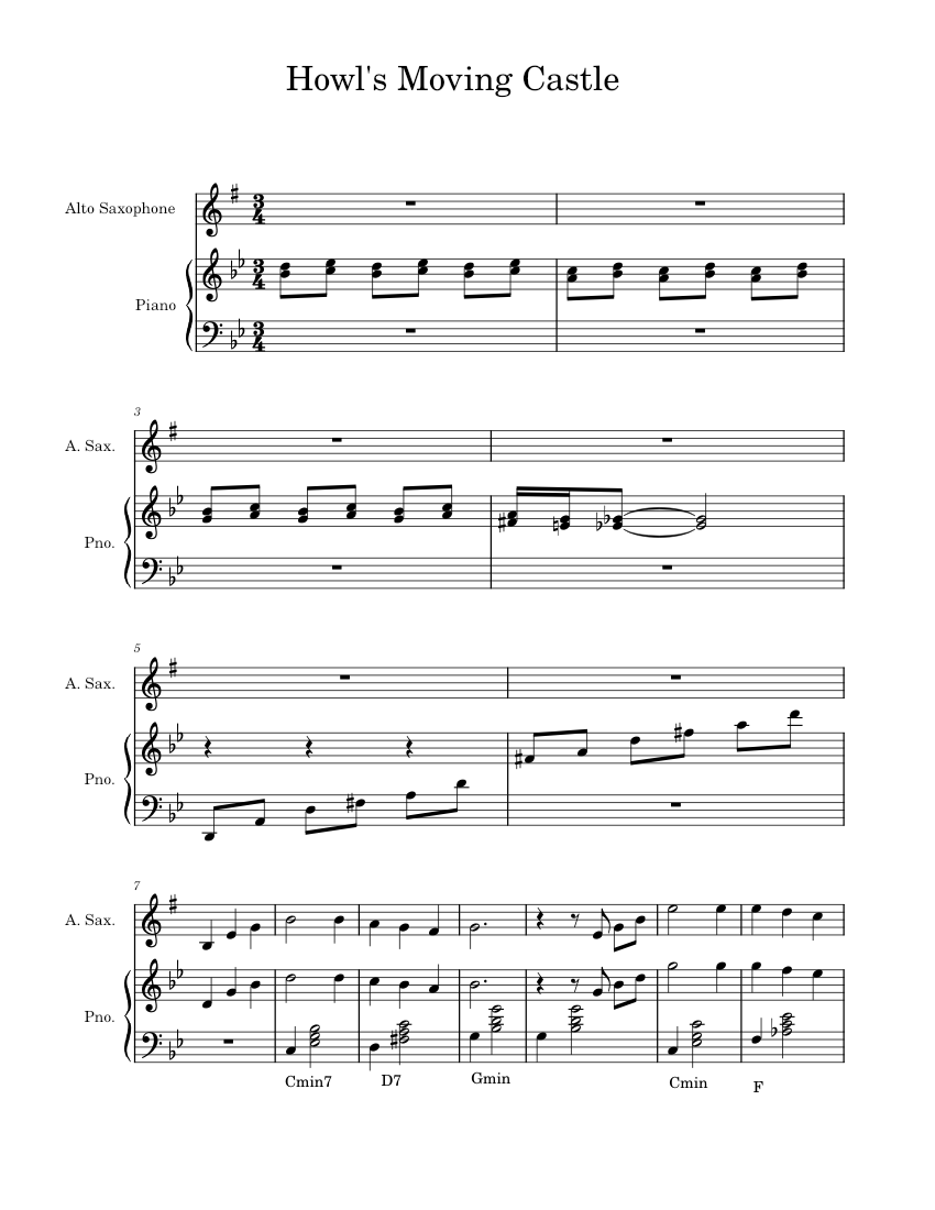 Howl's Moving Castle Joe Hisaishi Howl's Moving Castle Sax & Piano