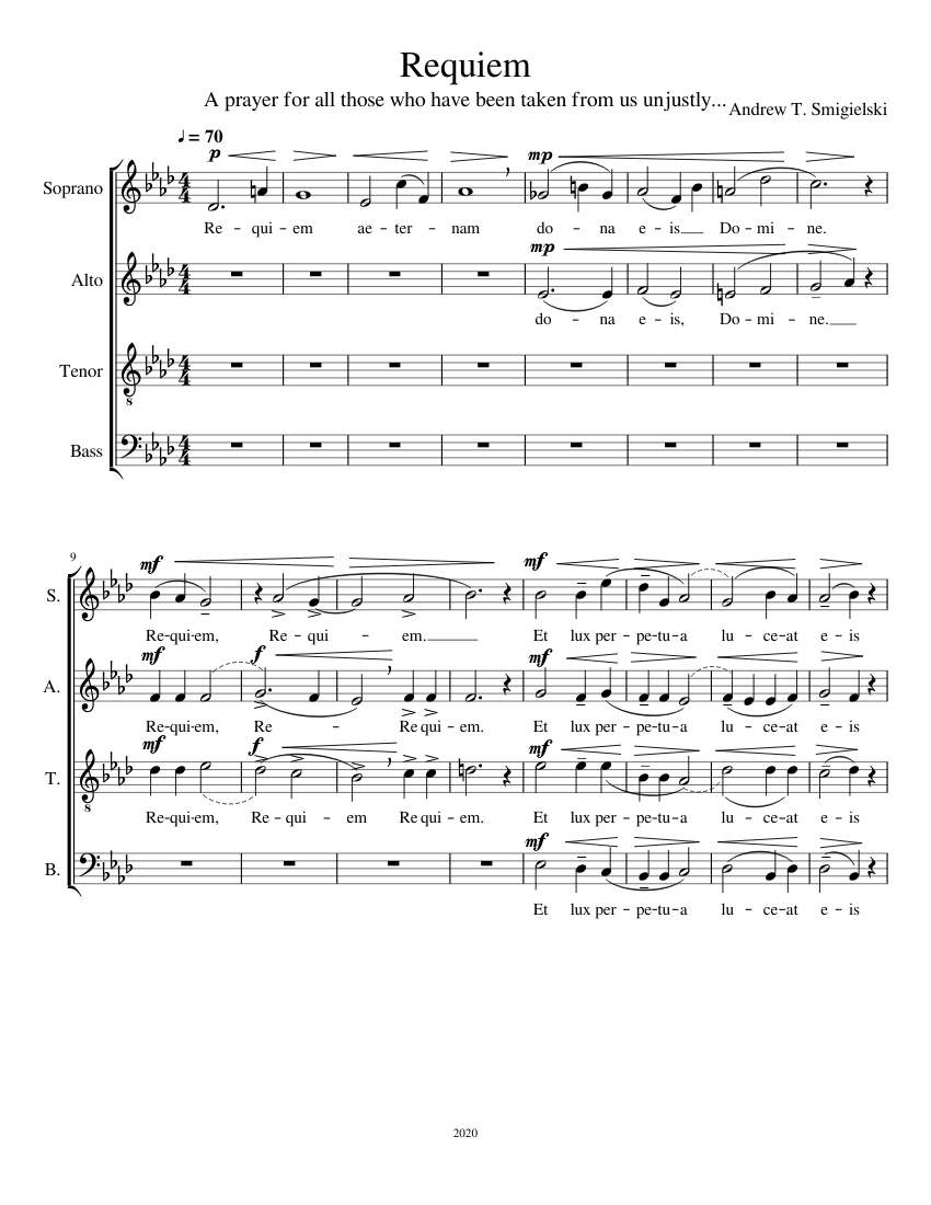 Requiem (SATB version) Sheet Music for Soprano, Alto, Tenor, Bass voice ...