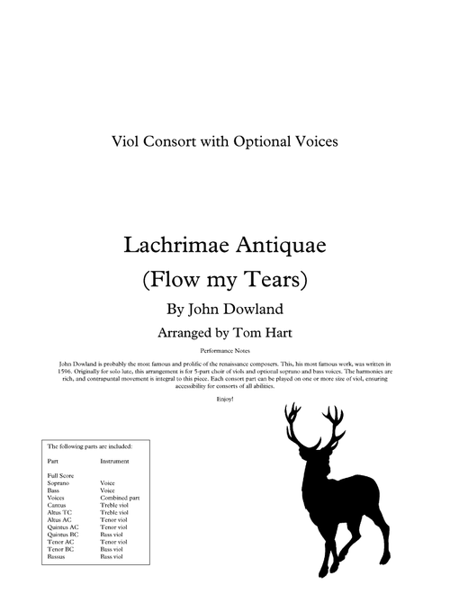 Flow my Tears (Arr. Tom Hart) - John Dowland (Small Ensemble)