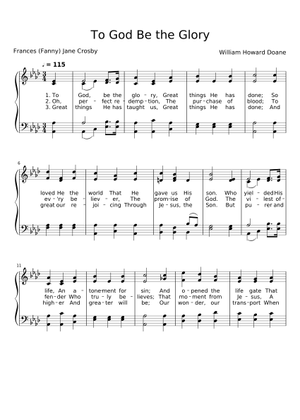 To God Be the Glory Sheet Music for Piano (Solo) easy | MuseScore.com