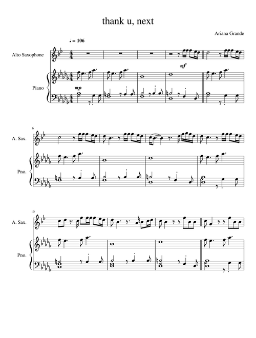 thank u, next Alto Sax