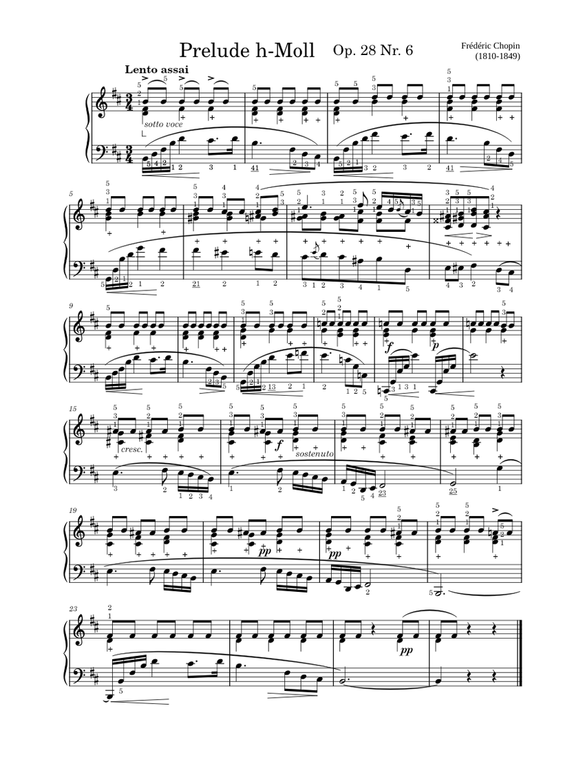Prelude Op. 28 Nr. 6 – Frédéric Chopin [with fingering