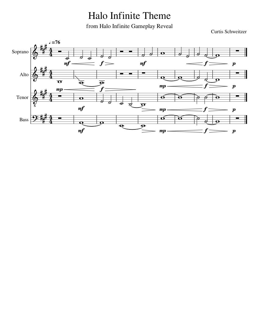 Halo Infinite Theme Sheet music for Soprano, Alto, Tenor, Bass voice
