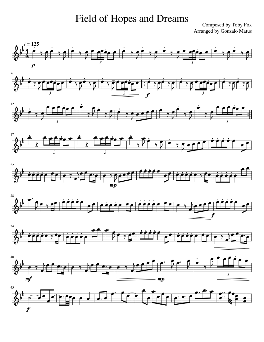 Field of Hopes and Dreams Violin Solo Sheet music for Violin (Solo