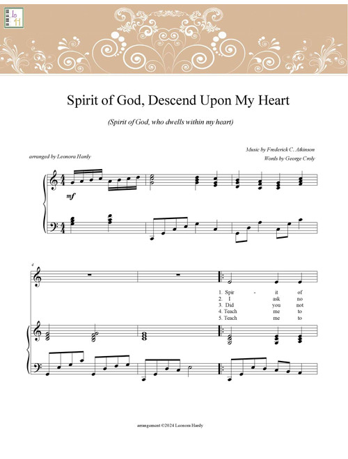Spirit of God, Descend Upon My Heart (Arr. Leonora Hardy) - Frederick Atkinson/George Croly (Piano Vocal)