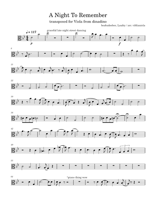 A Night to Remember – beabadoobee & Laufey ,(viola sheet music)