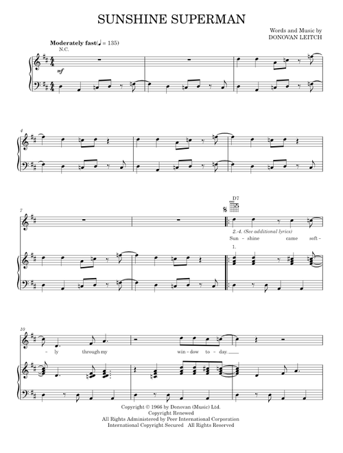 Sunshine superman - Donovan (Piano-Vocal-Guitar)
