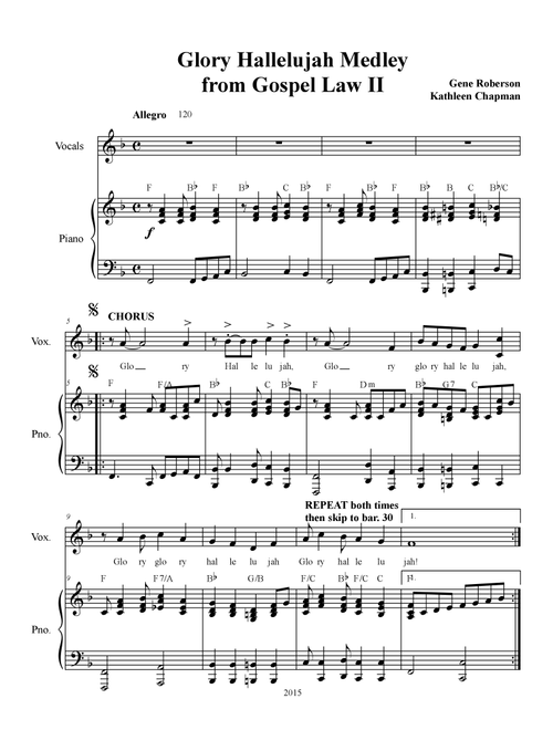 Glory Hallelujah Gospel Medley (Arr. Gene Roberson) - Gene Roberson - Kathleen Chapmann (Choral, Mixed)