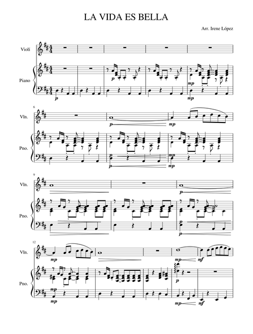 LA VIDA ES BELLA, violí-piano