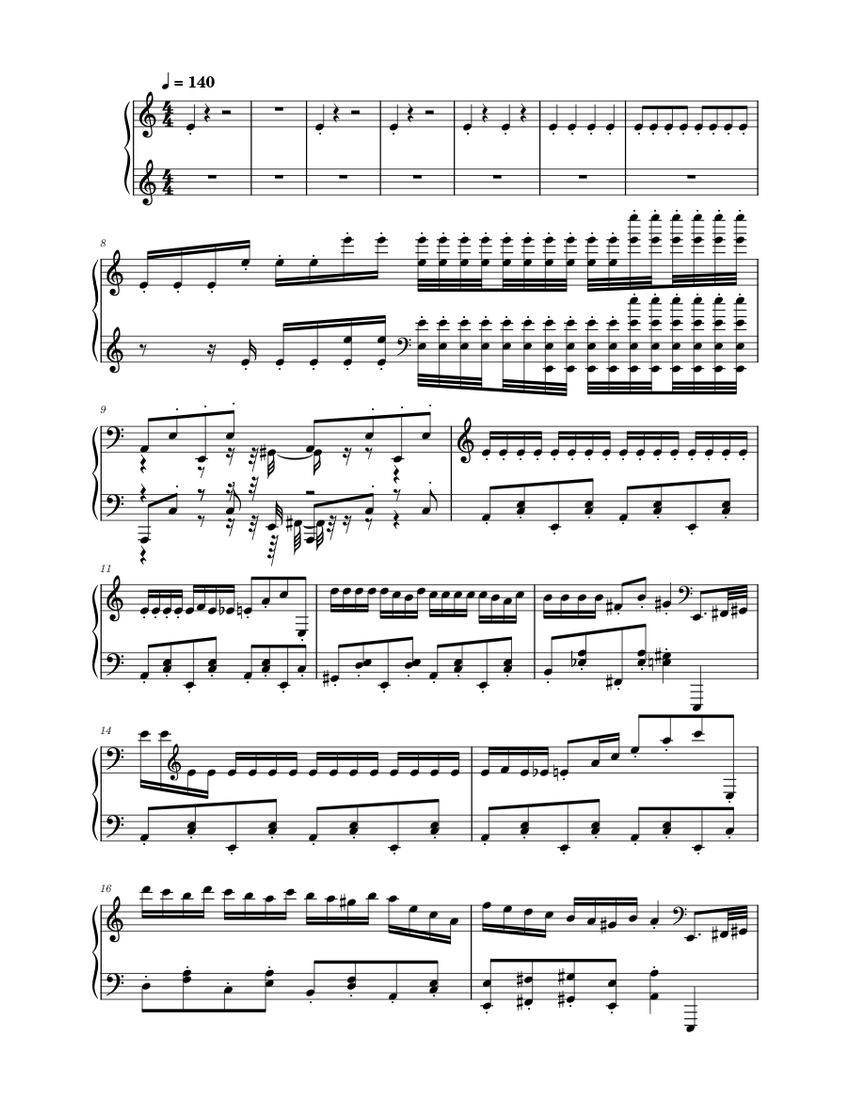 Rush E 47K Notes Sheet music for Piano (Solo)