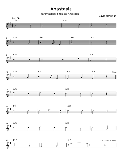 Anastasia - David Newman
