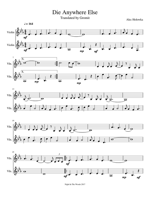 Die Anywhere Else Duet for Violins
