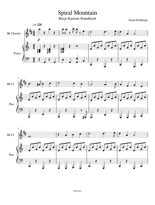 Spiral Mountain - Clarinet and piano Arrengement