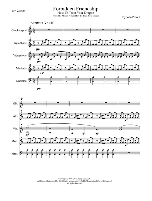Forbidden Friendship (Arr. zileton) - John Powell (Percussion Ensemble)