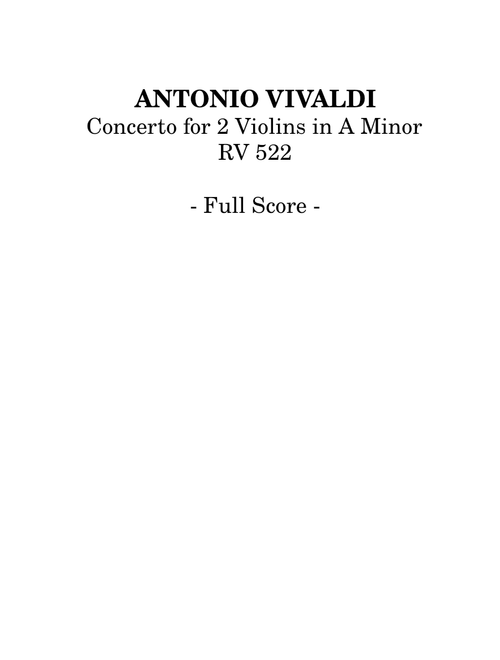 Vivaldi - Concerto for 2 Violins in A minor, RV 522