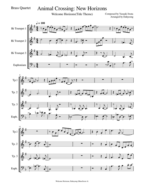 Animal Crossing: New Horizons Title Theme (Brass Quartet)