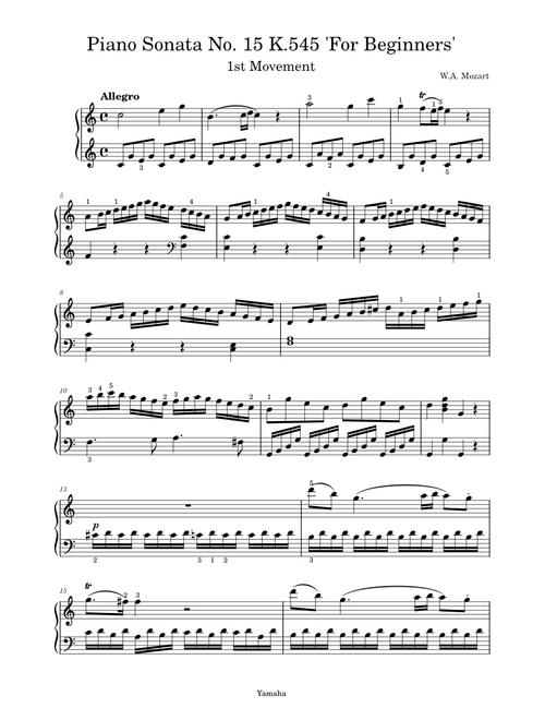 Allegro (from Piano Sonata In C K545) – Wolfgang Amadeus Mozart