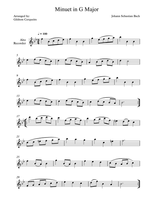 Minuet in G (Arr. Gildson Cerqueira) - Johann Sebastian Bach (Instrumental Solo)
