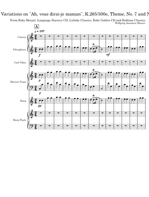 12 Variations on "Ah, vous dirai-je maman", K.265/300e, Theme, No. 7 and No. 10