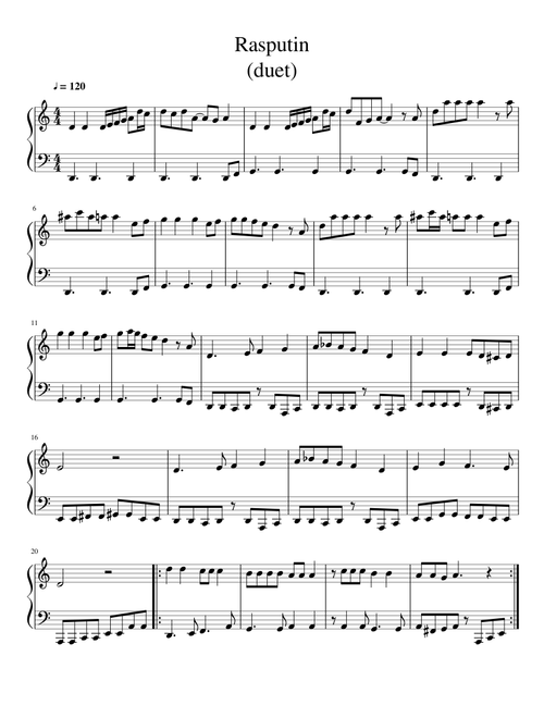 Ra Ra Rasputin (Alto And Bari Sax duet)